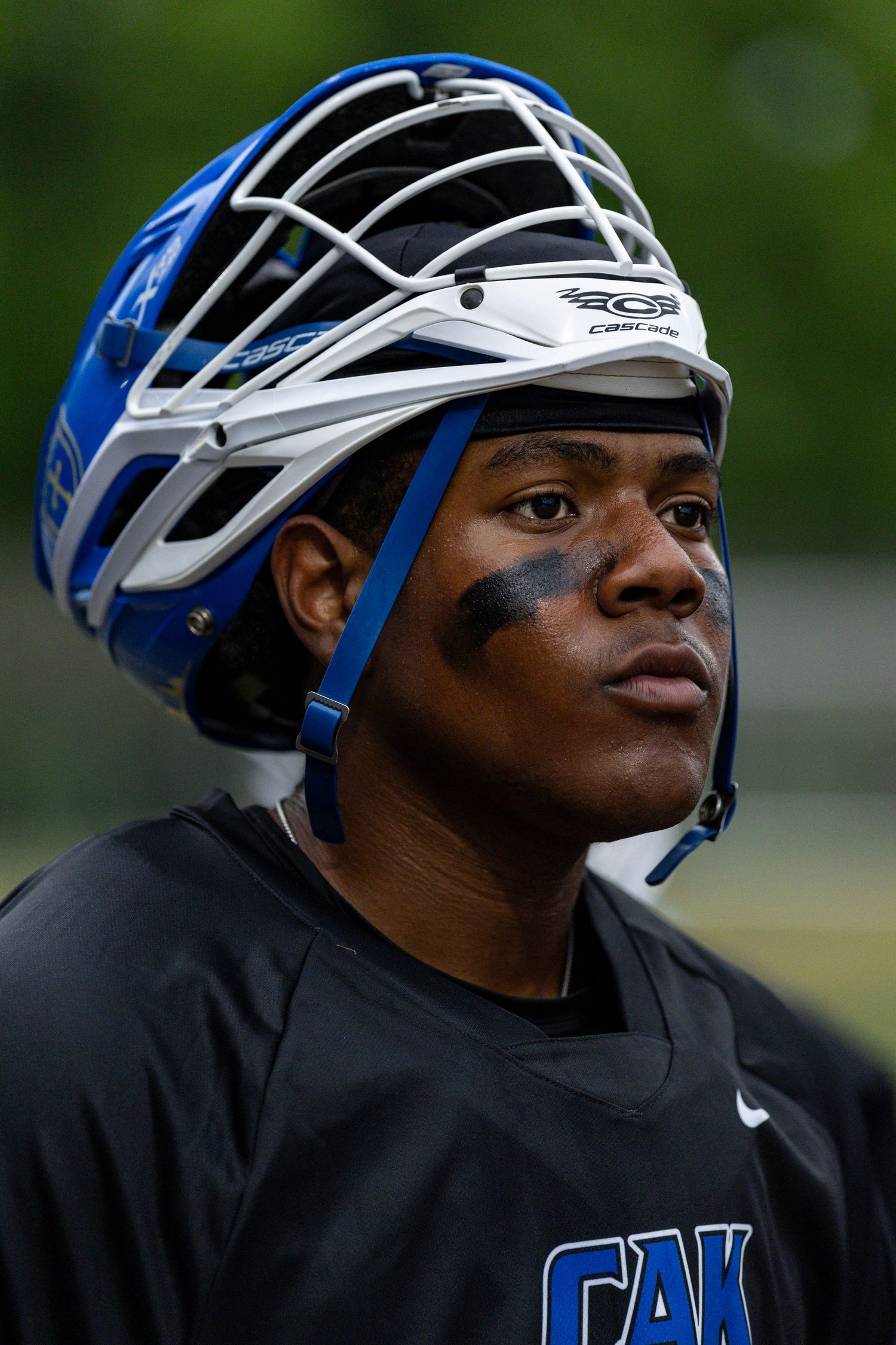 Player Javon Smith readies himself ahead of the game against Webb Mens Lacrosse