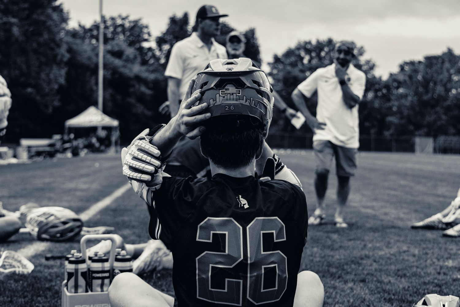 Player Davis Nichlos prepares to face off against USN High School