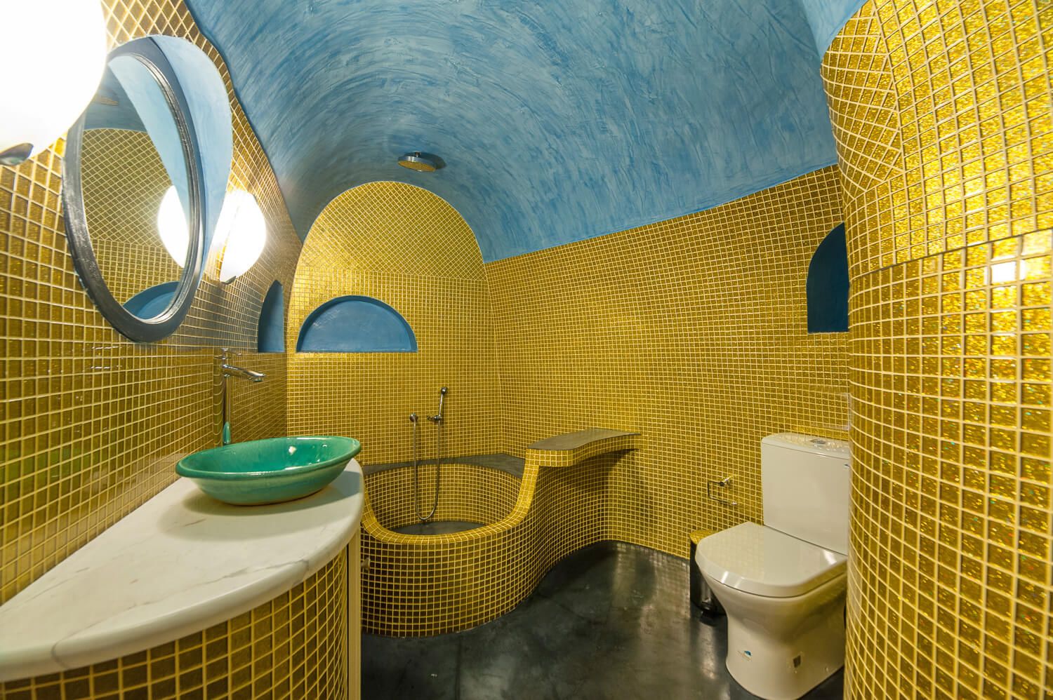 Beautifully styled washroom interior for elite Greek resorts