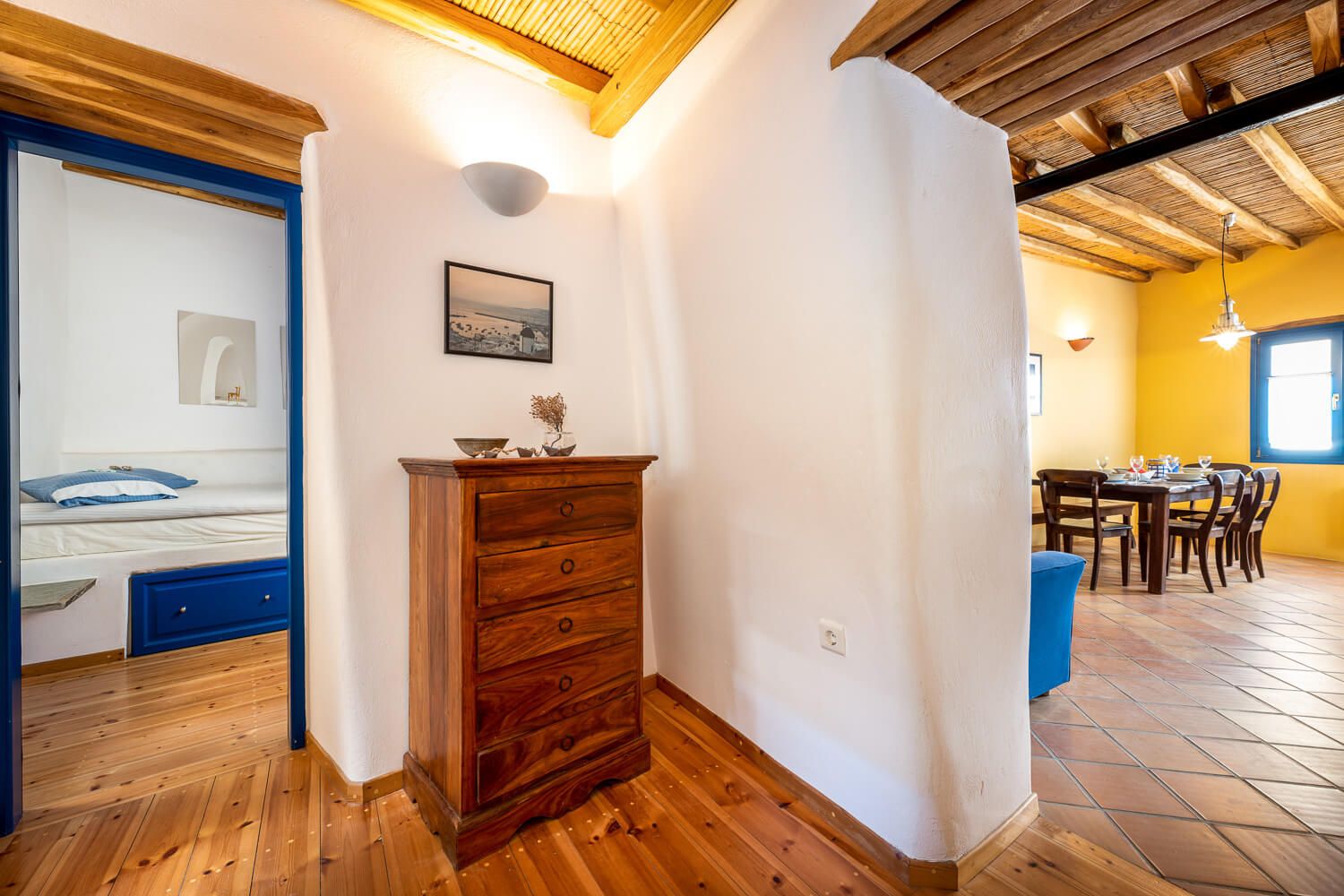 The unique interior  spatial design of a historic Cycladic property