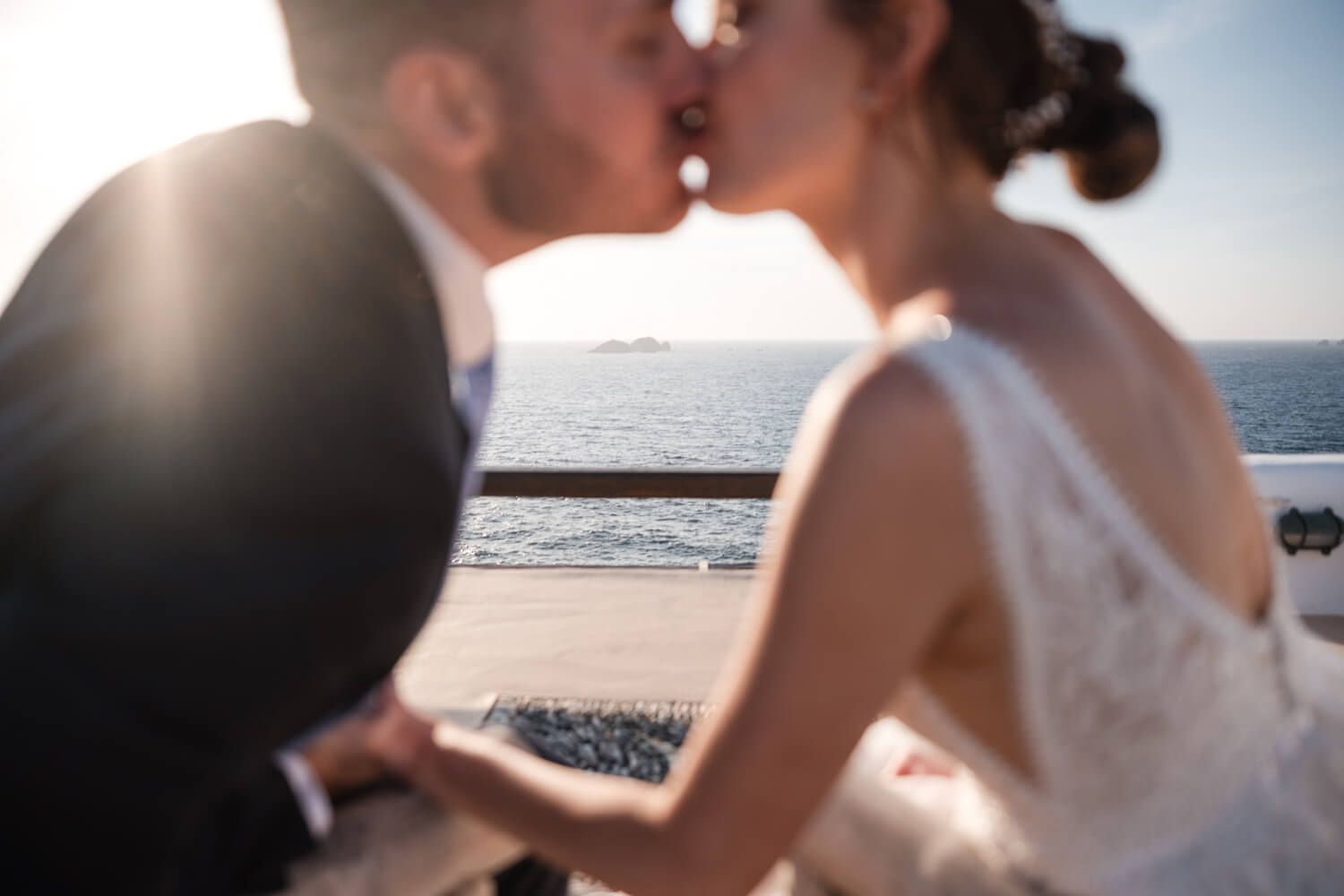 Intimate elopement photography during sunset in the Greek islands