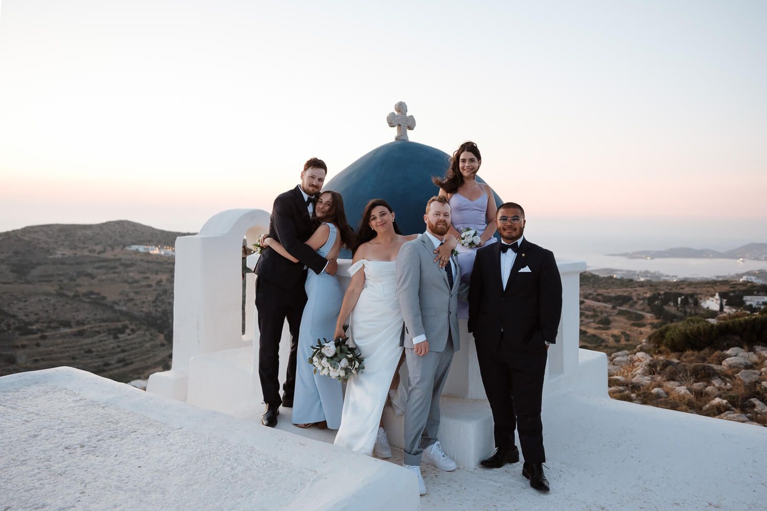 Symbolic wedding ceremony on a hill in Paros
