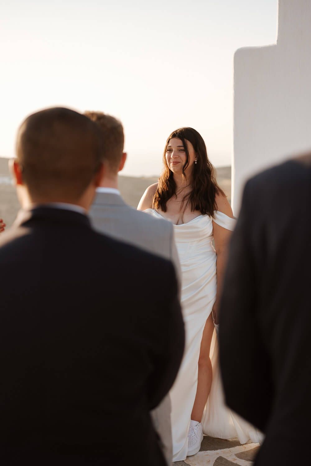 Minimal wedding photography with sea view background