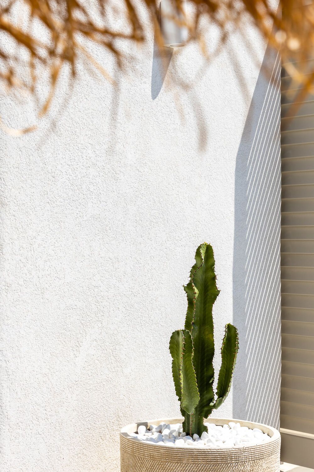 Close-up on the luxurious details of the outdoor space of a premium island home in Paros