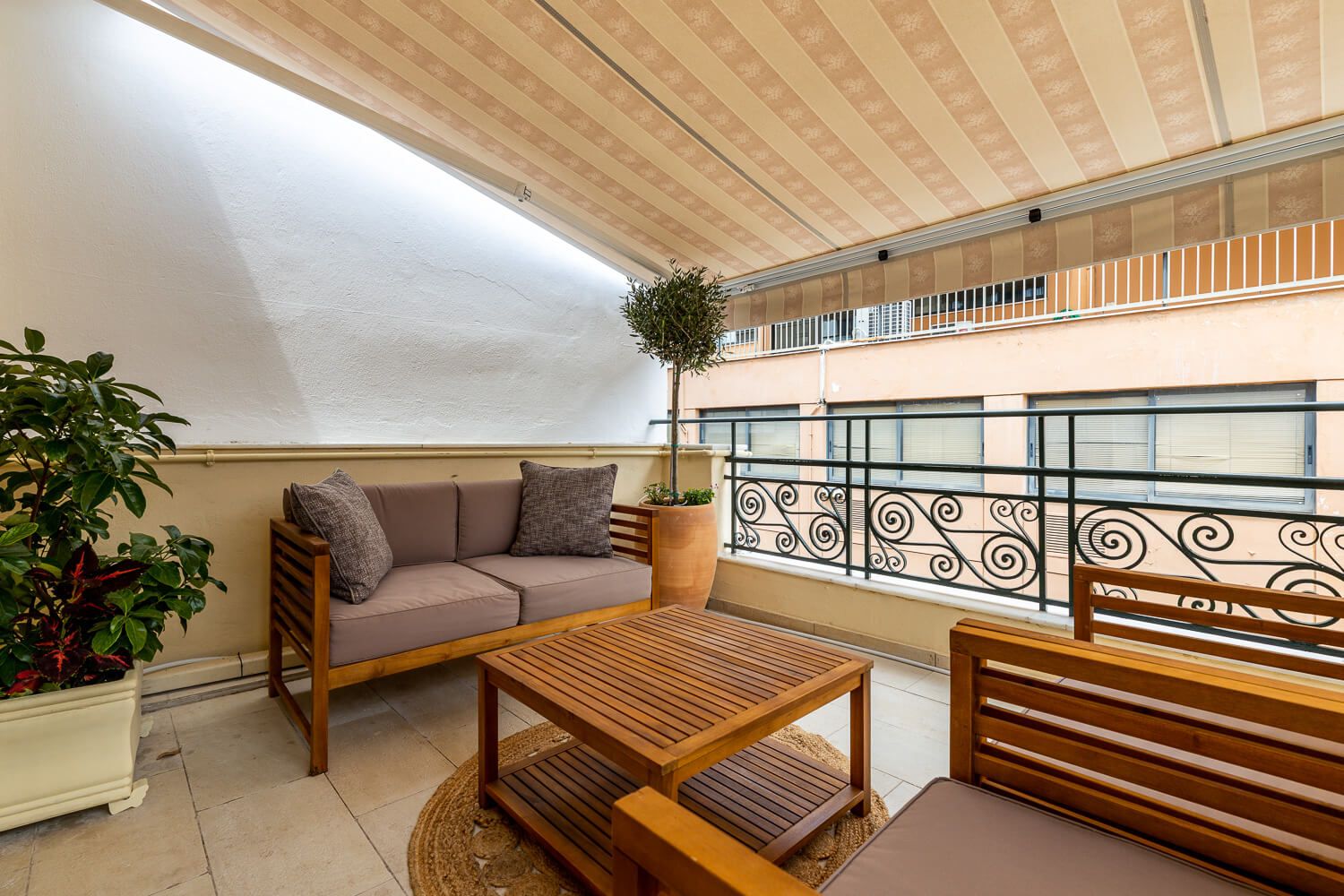 terrace at the top of a Restored neoclassical building in Athens