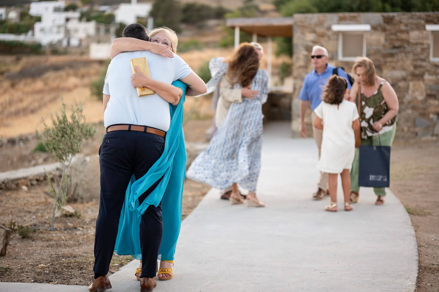 Guests welcoming at a wedding in Paros