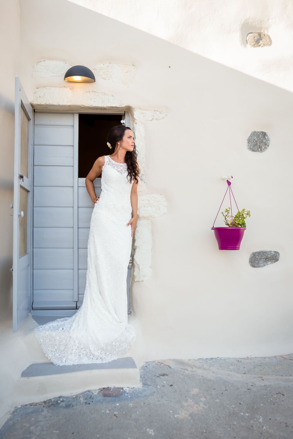 Portrait of the bride in natural light at Phylacopi Milos