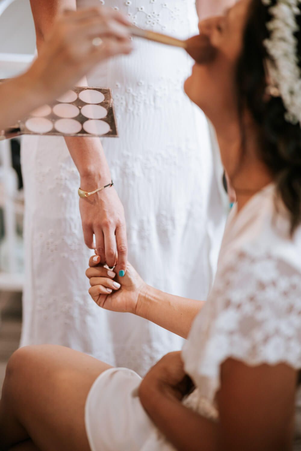 Emotional moments with bridesmaids before the wedding