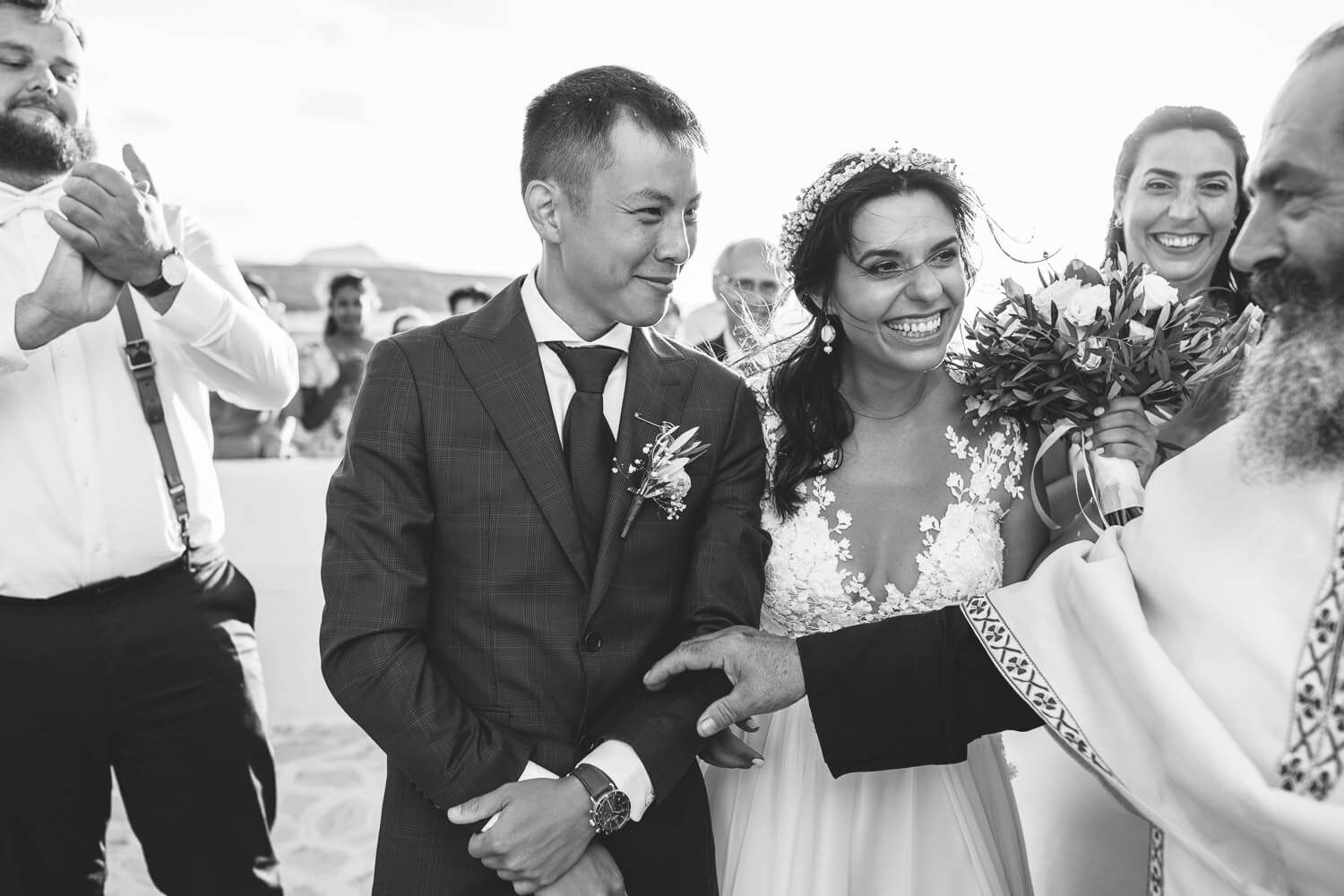 Couple laughing during the wedding service