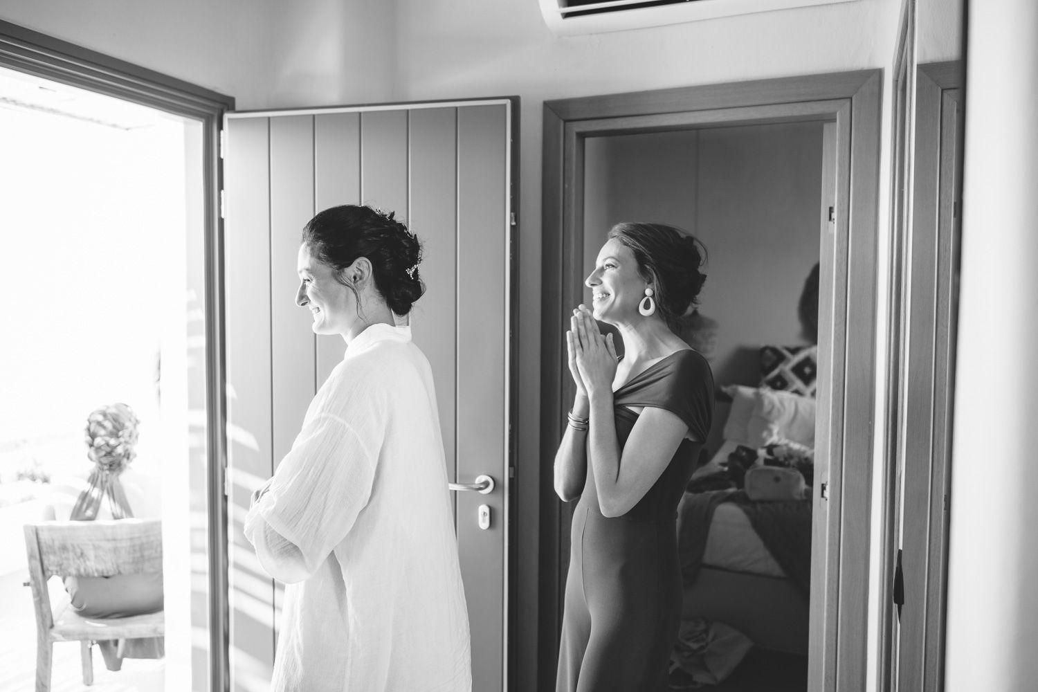 Bridal preparation photography at Seesoo Paros