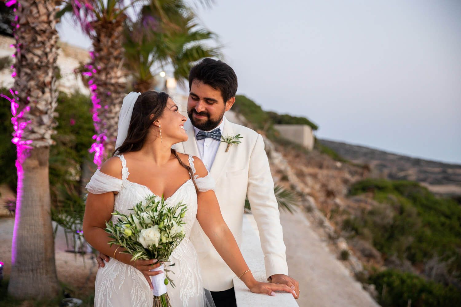 Jewish bride and groom portrait session at Villa Aethra Paros