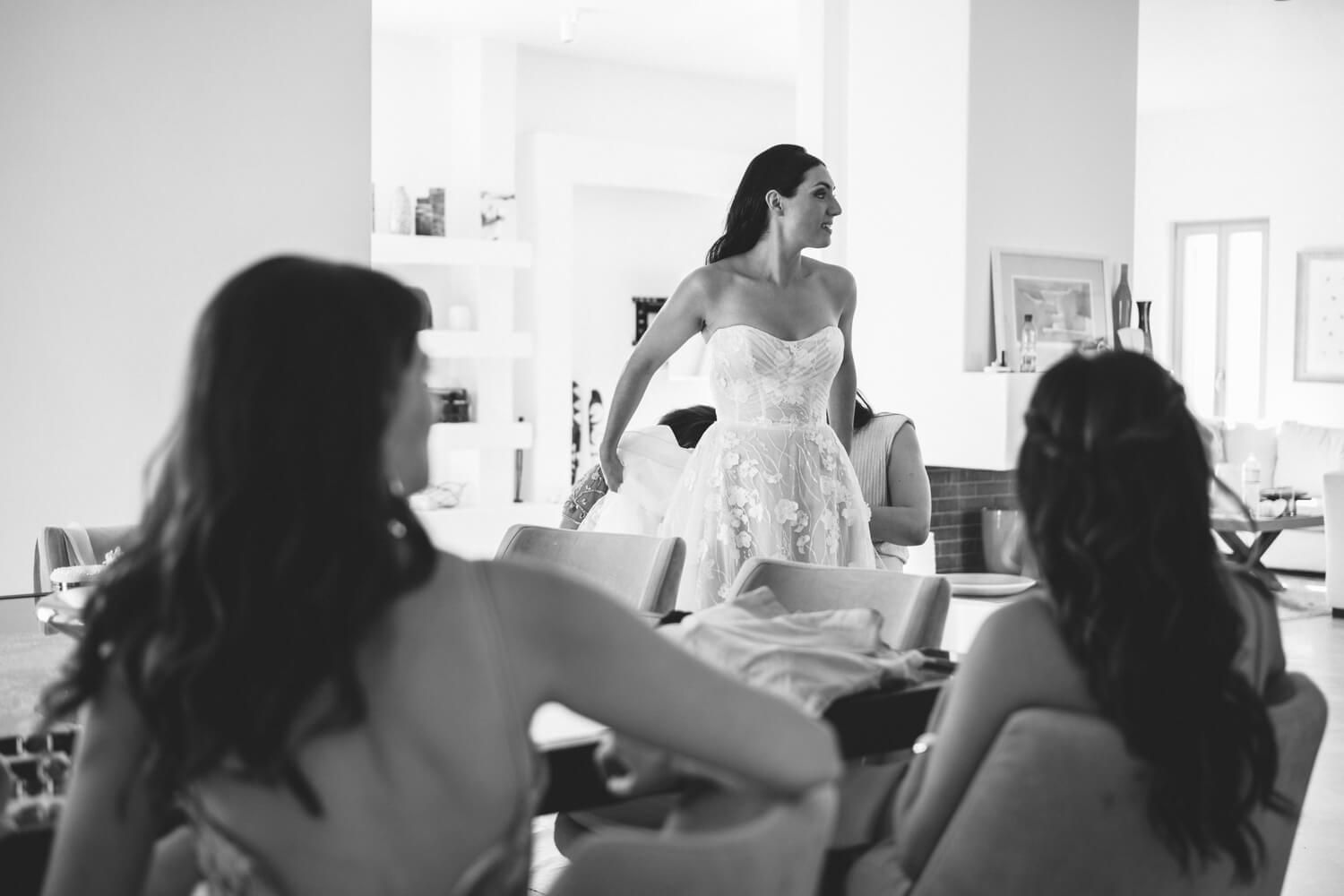 Stephanie getting ready for her grand symbolic wedding in Paros