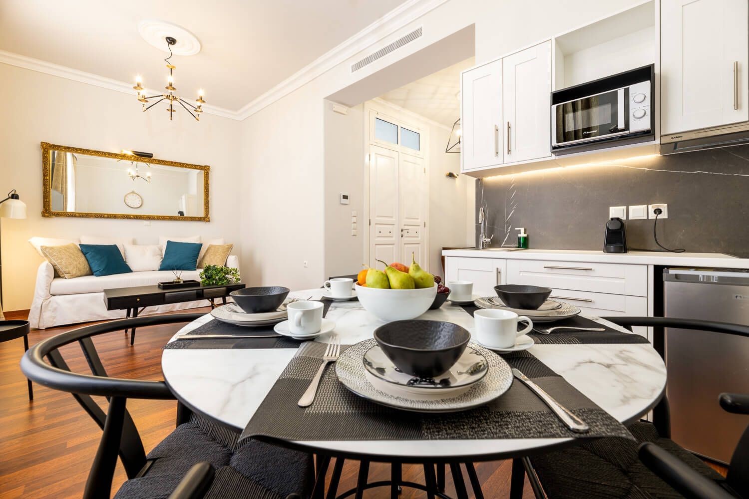 Beautifully designed living space blending old and new aesthetics