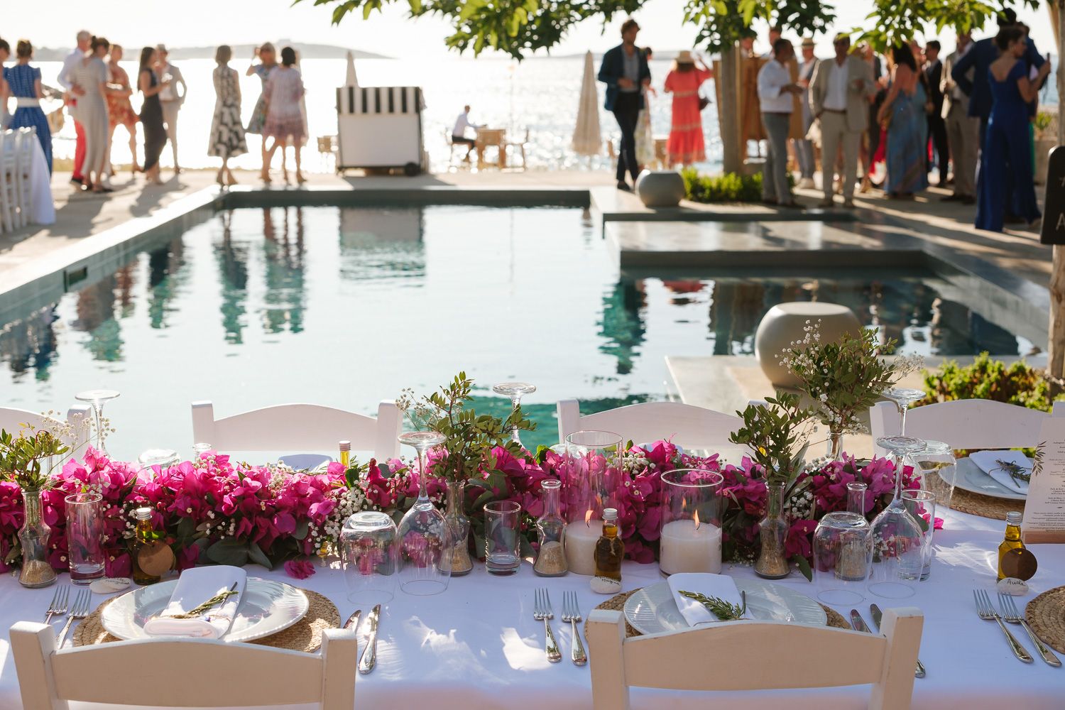 Luxury wedding reception setup at Seesoo Paros