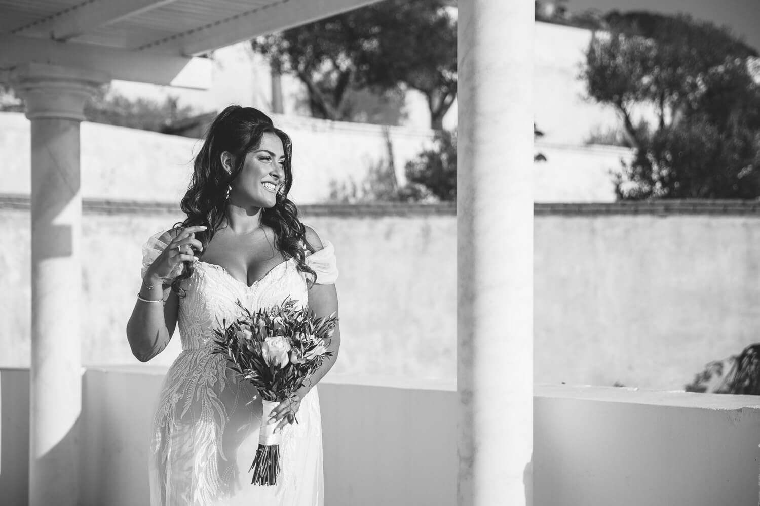 black and white photo during Jewish bridal prep at Villa Aethra