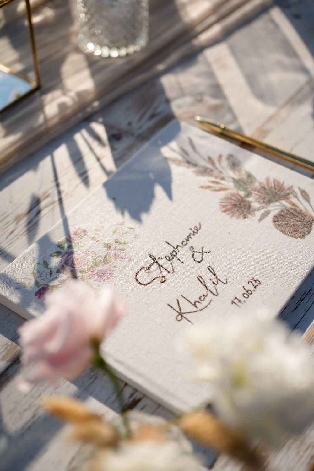 Outdoor wedding altar with stunning floral decorations at Seesoo Paros