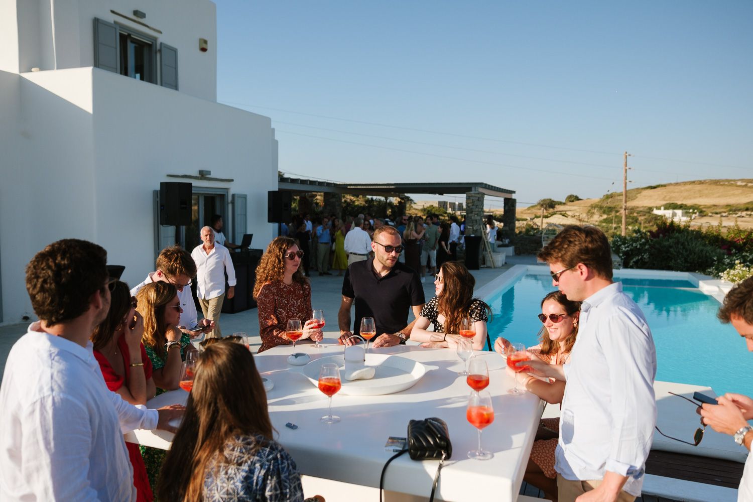 Intimate welcome dinner at a private villa in Paros