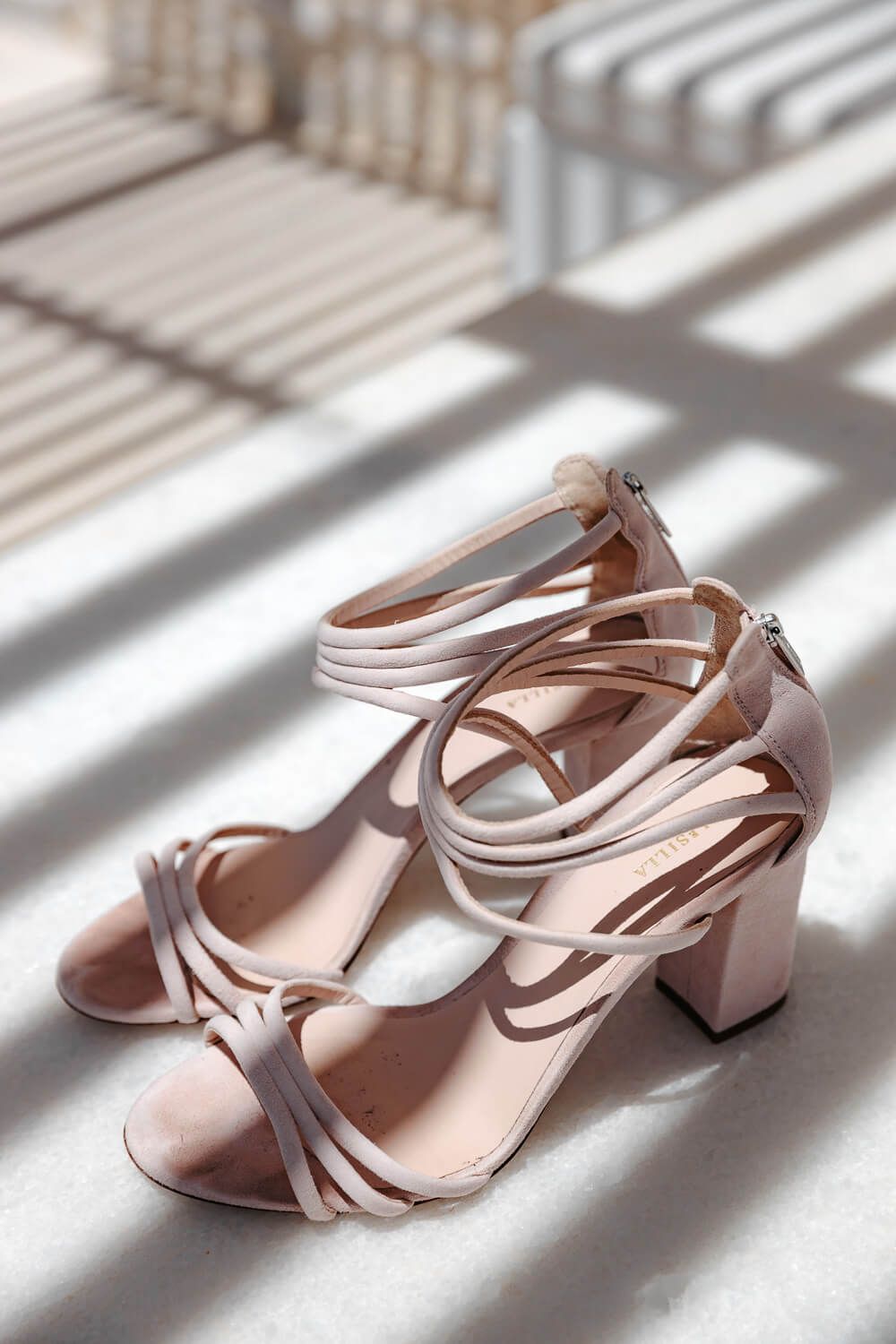 Detail shot of the bride's accessories for a formal Paros wedding