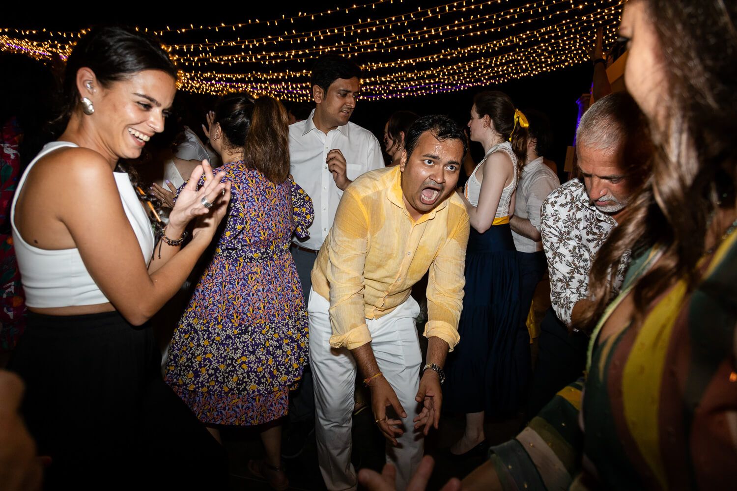 Crazy and fun wedding party moments captured by a Syros photographer