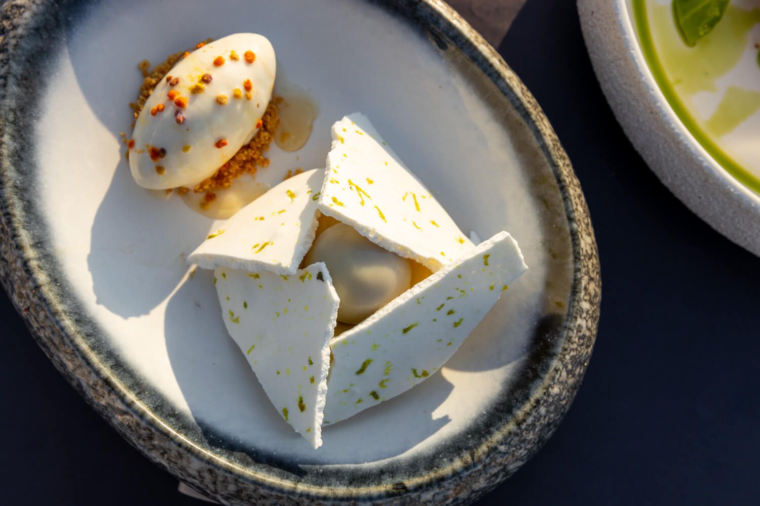 Close-up of a highly styled Mediterranean culinary creation