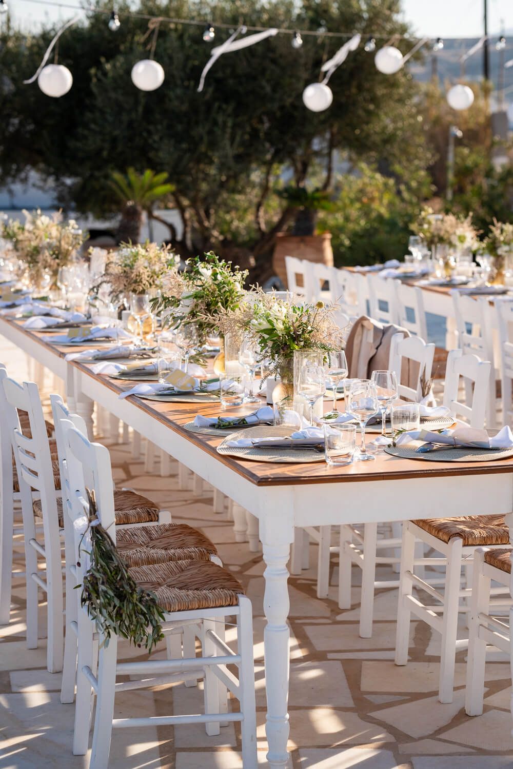 Beautiful outdoor reception tables decorated for a destination wedding