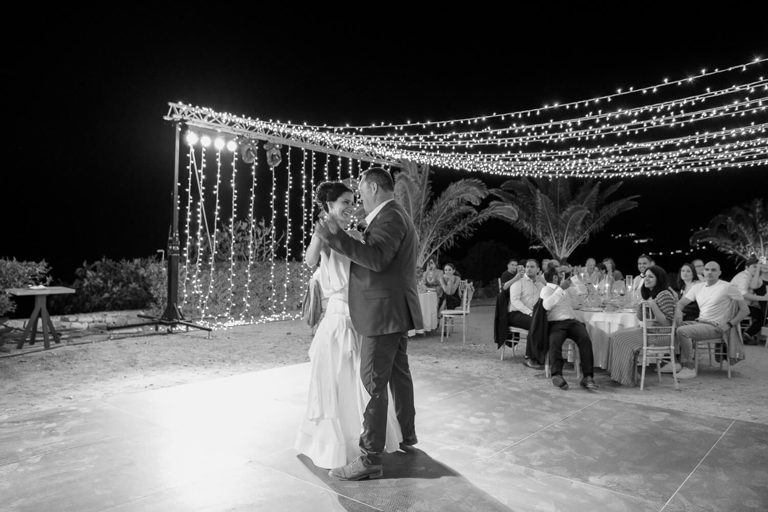 Perfect end to an elegant and fun wedding day in Syros Greece
