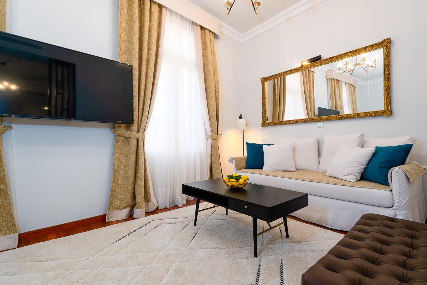 Classic Athenian tall windows and wooden shutters at Asty Apartments