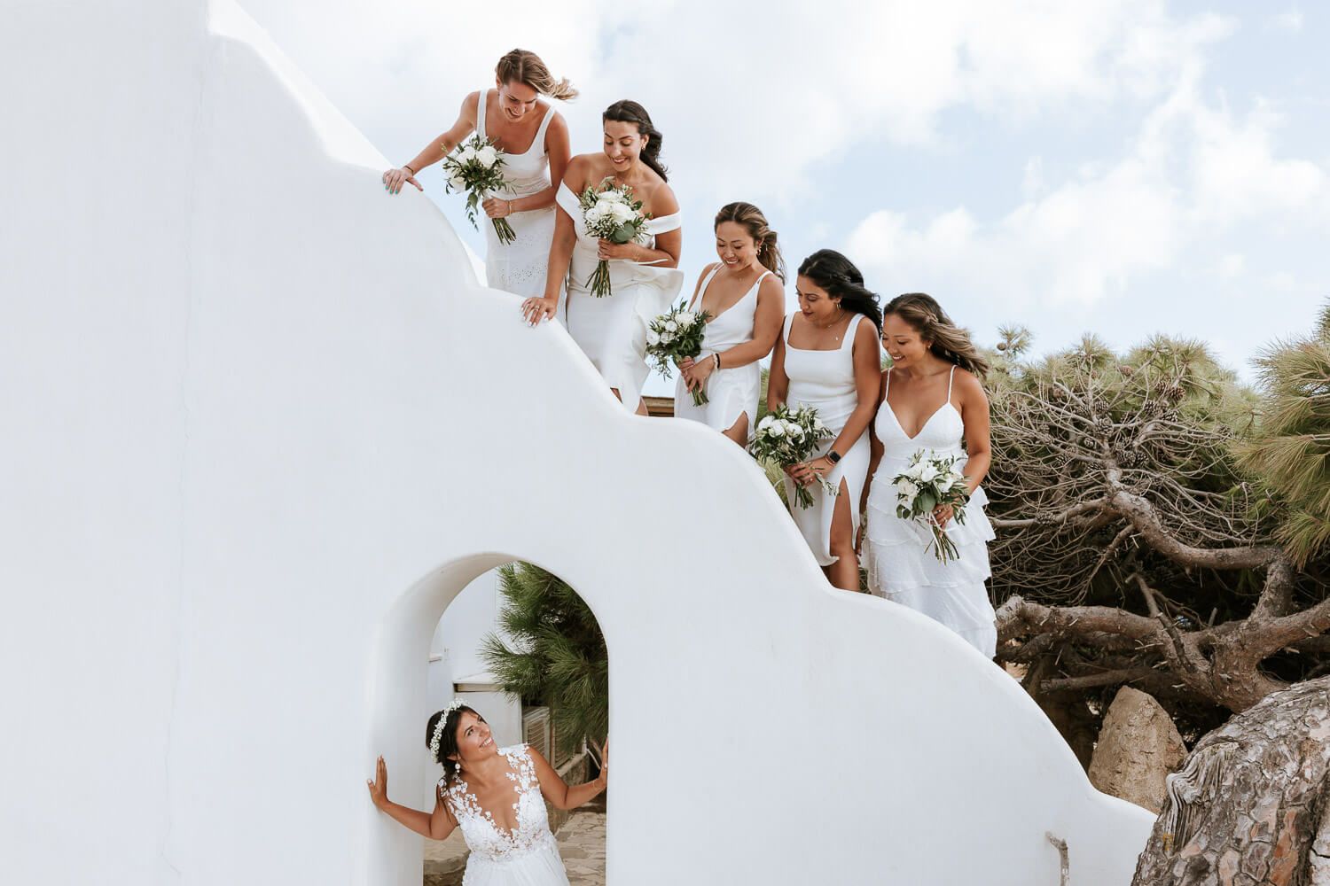 Natural light bridal portrait near Agios Georgios church