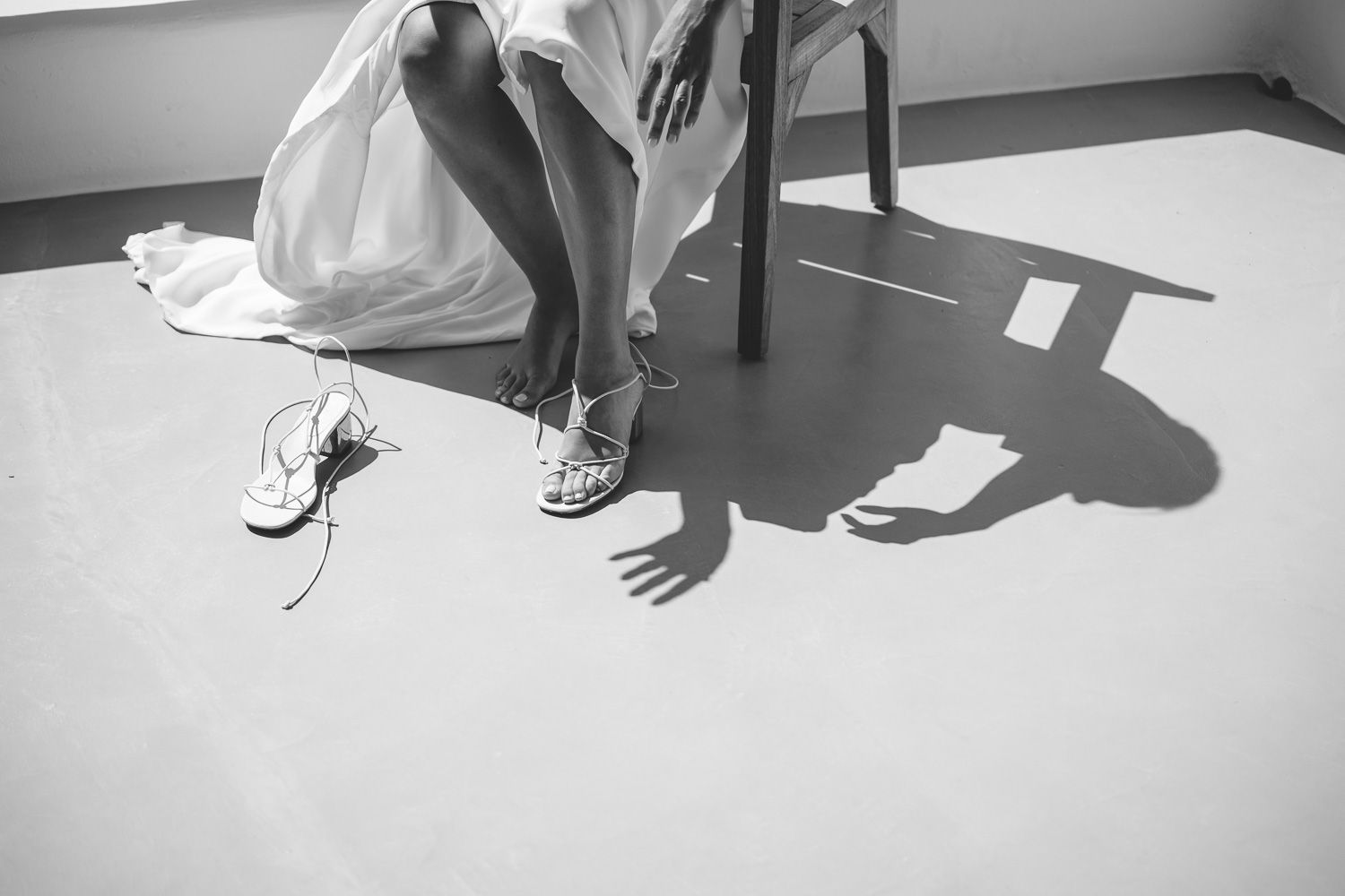Minimal wedding details and dress in natural light