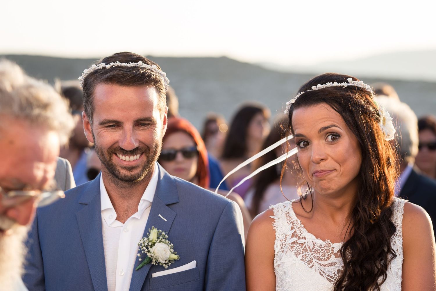 Wedding ceremony at Agios Konstantinos church by the sea in Milos