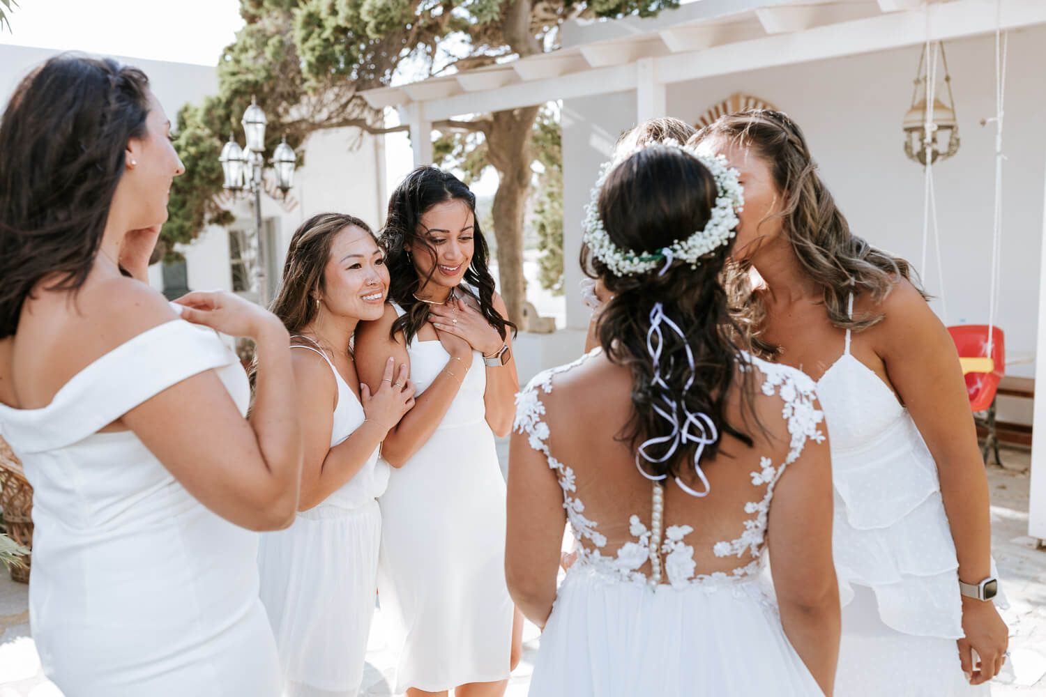 Emotional moments with bridesmaids before the wedding