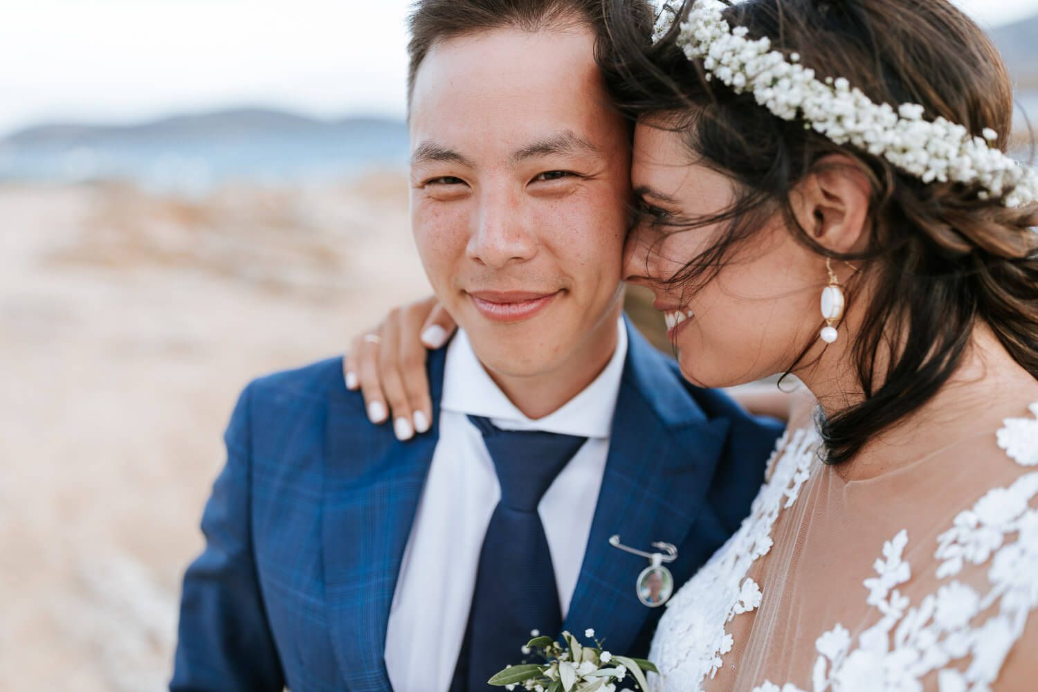 Couple after their wededing ceremony in Agios Georgios Antiparos