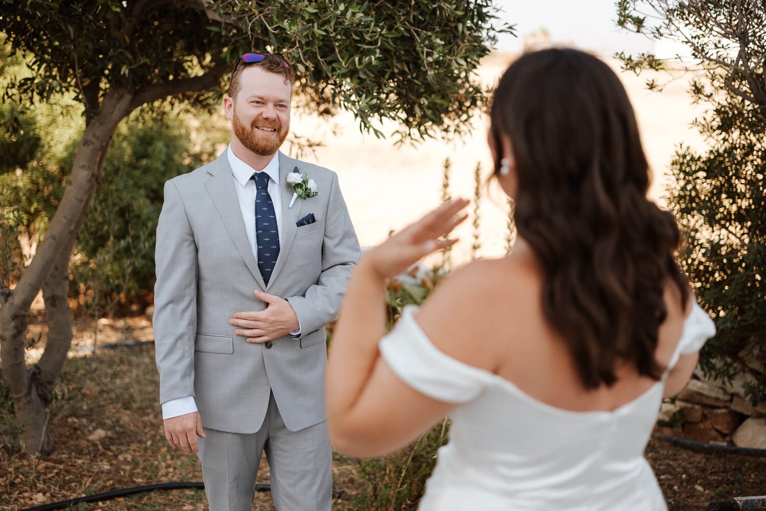 Groom seeing bride for the first time - Elopement photography