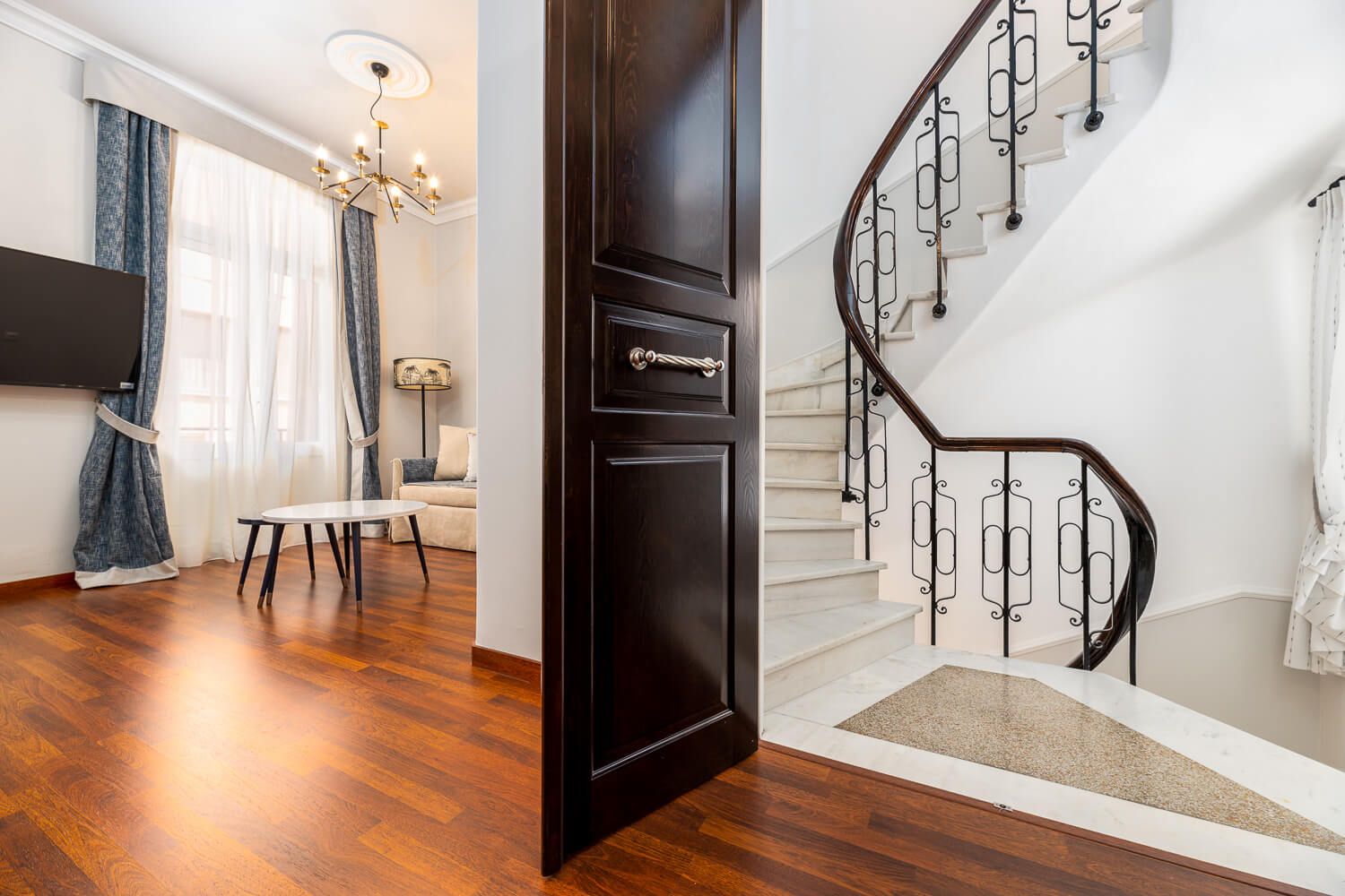 elegant architectural details of a neoclassical residential building