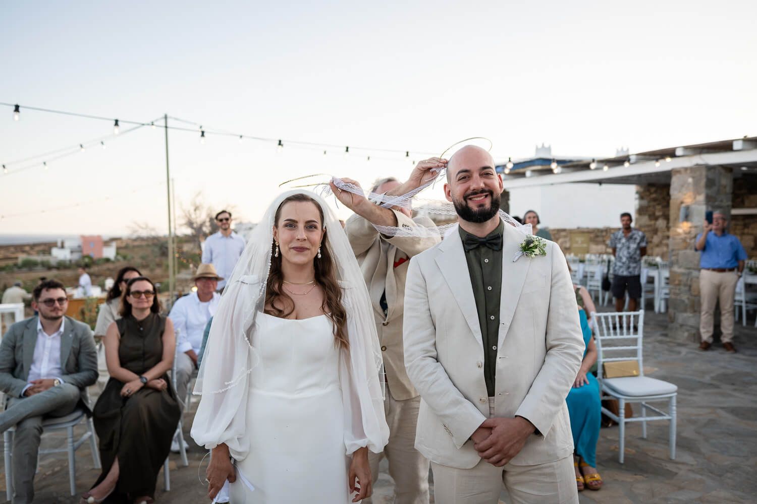The crowning ceremony with stefana during a Cycladic symbolic wedding