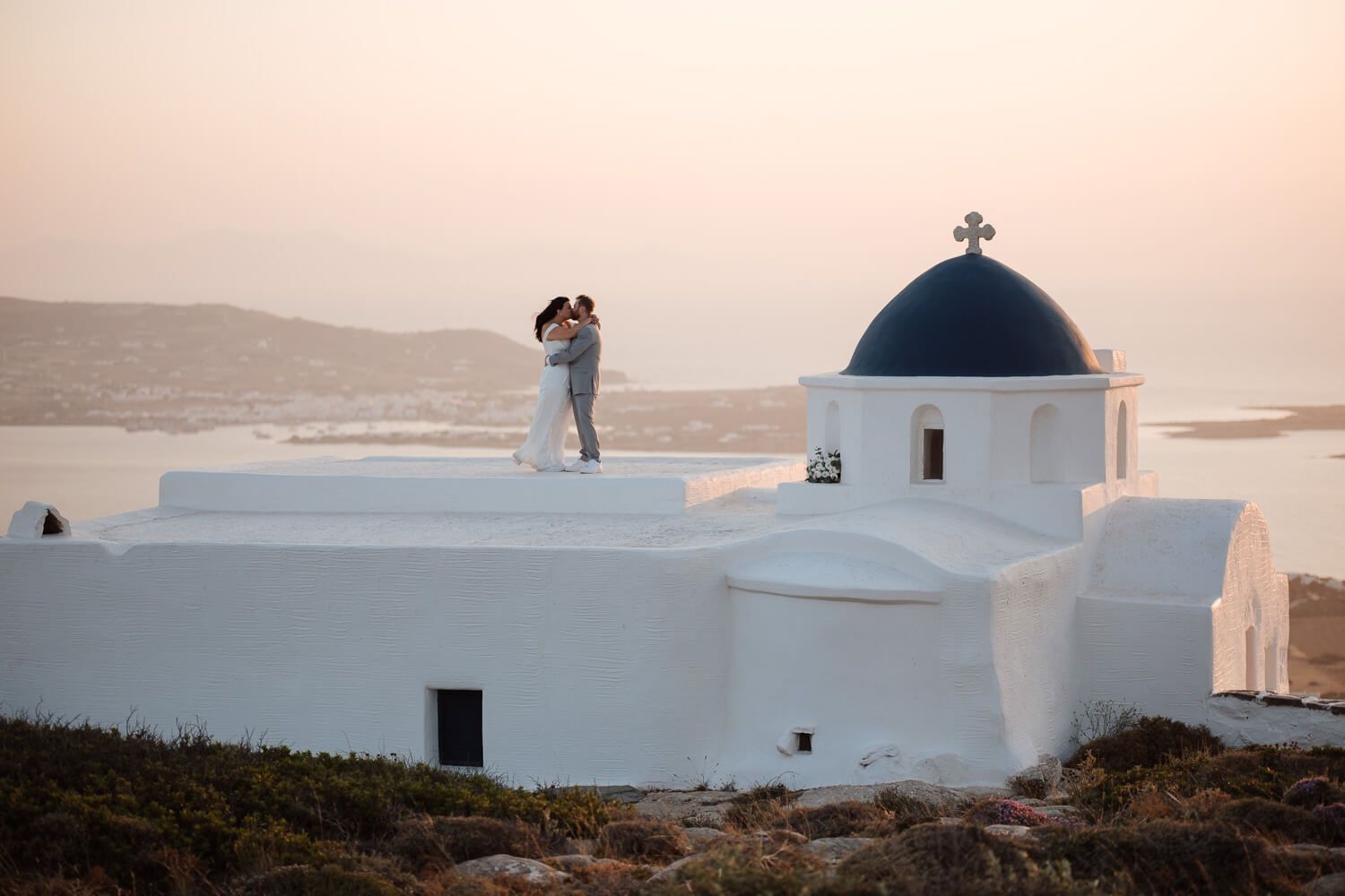 The beauty of a Greek island sunset wedding