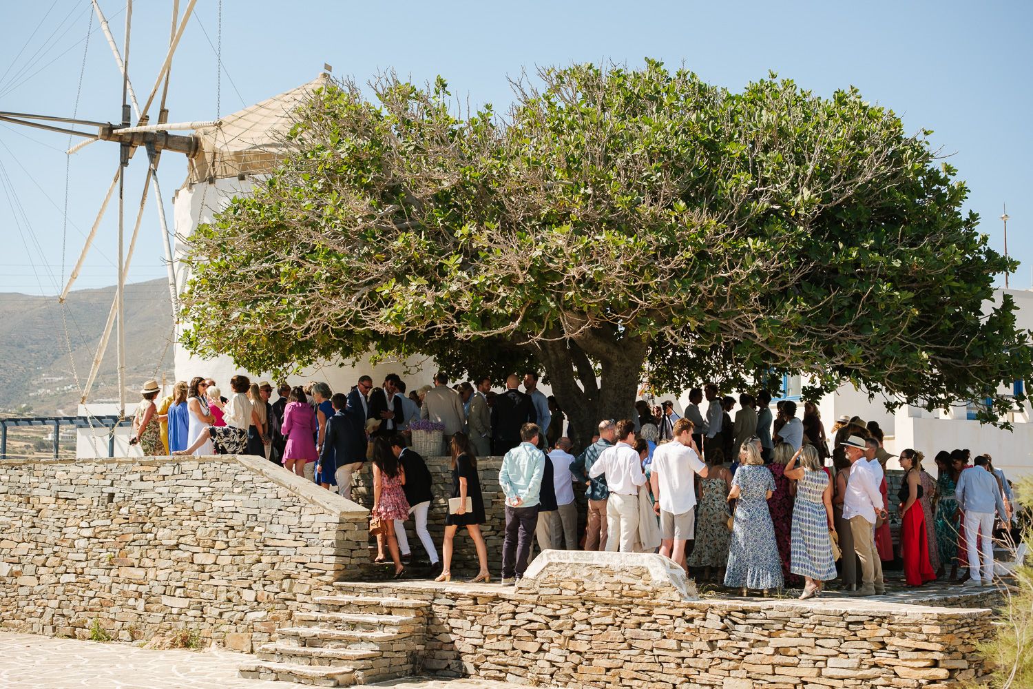 Guests waiting for the couple to arrive at Paros Townhall for a civil wedding ceremony