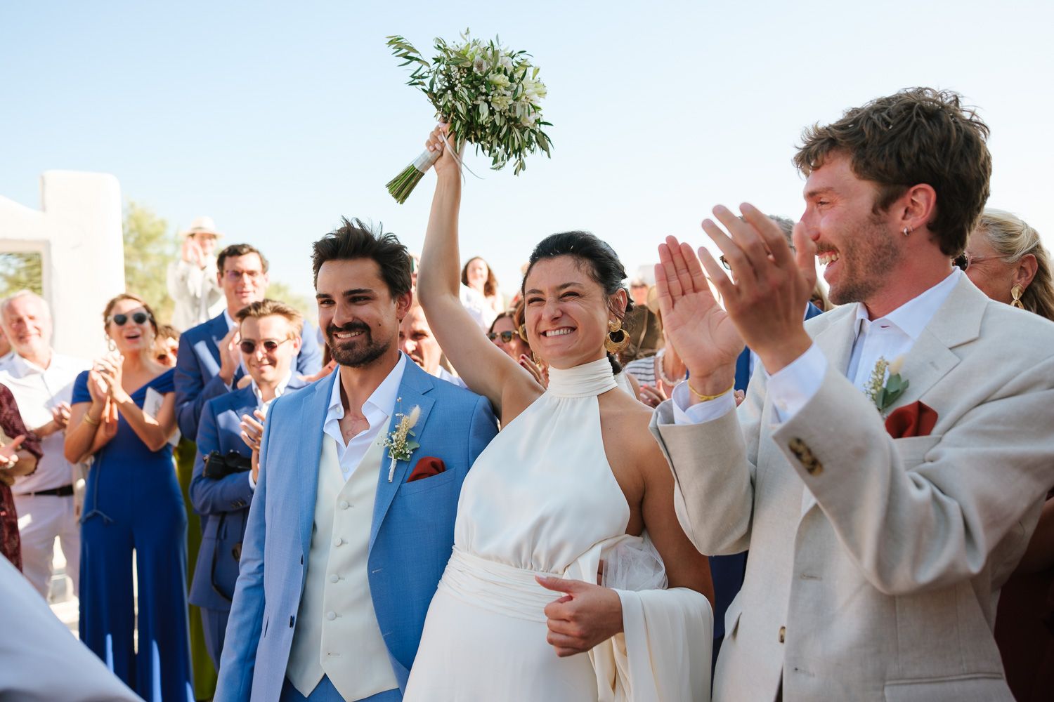 Traditional Greek island wedding ceremony at Agios Fokas