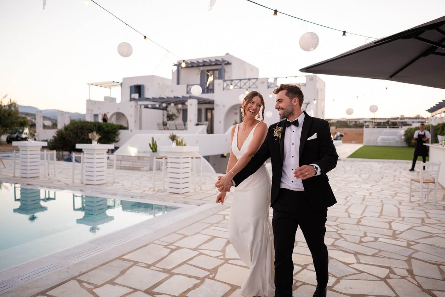 Jess and Daniel making a grand entrance to their wedding reception