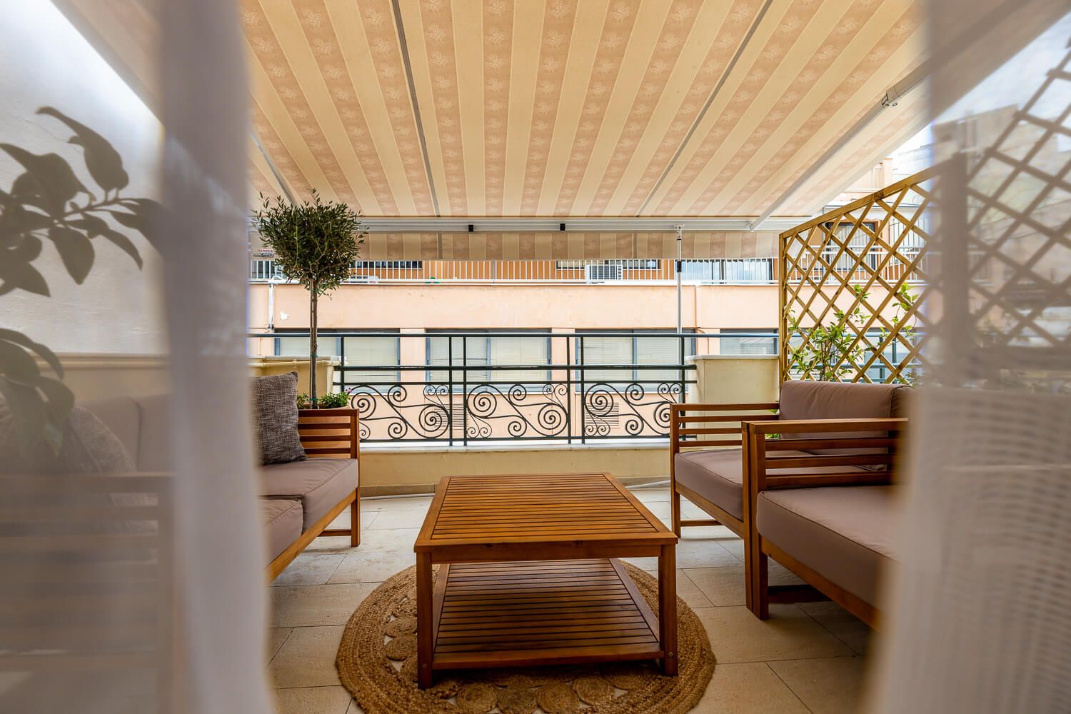 terrace at the top of a Restored neoclassical building in Athens center