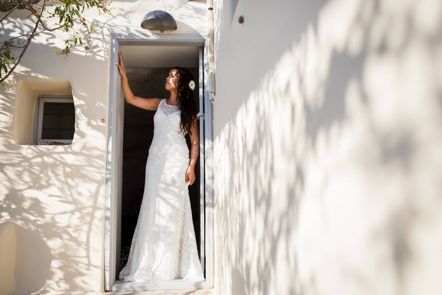 Portrait of the bride in natural light at Phylacopi Milos