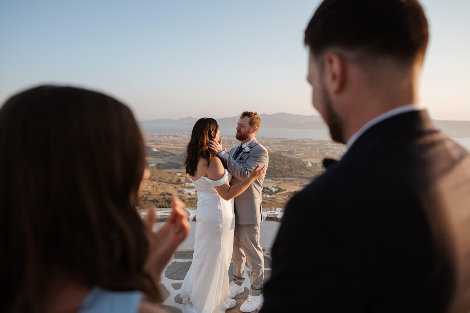 Couple laughing during their elopement vows