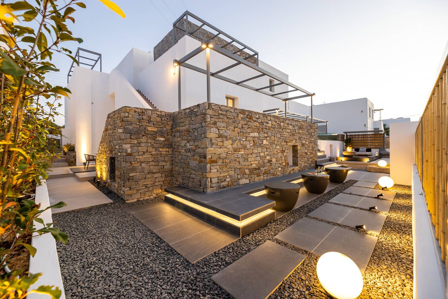 Twilight architectural photography of Parion Opus boutique hotel
