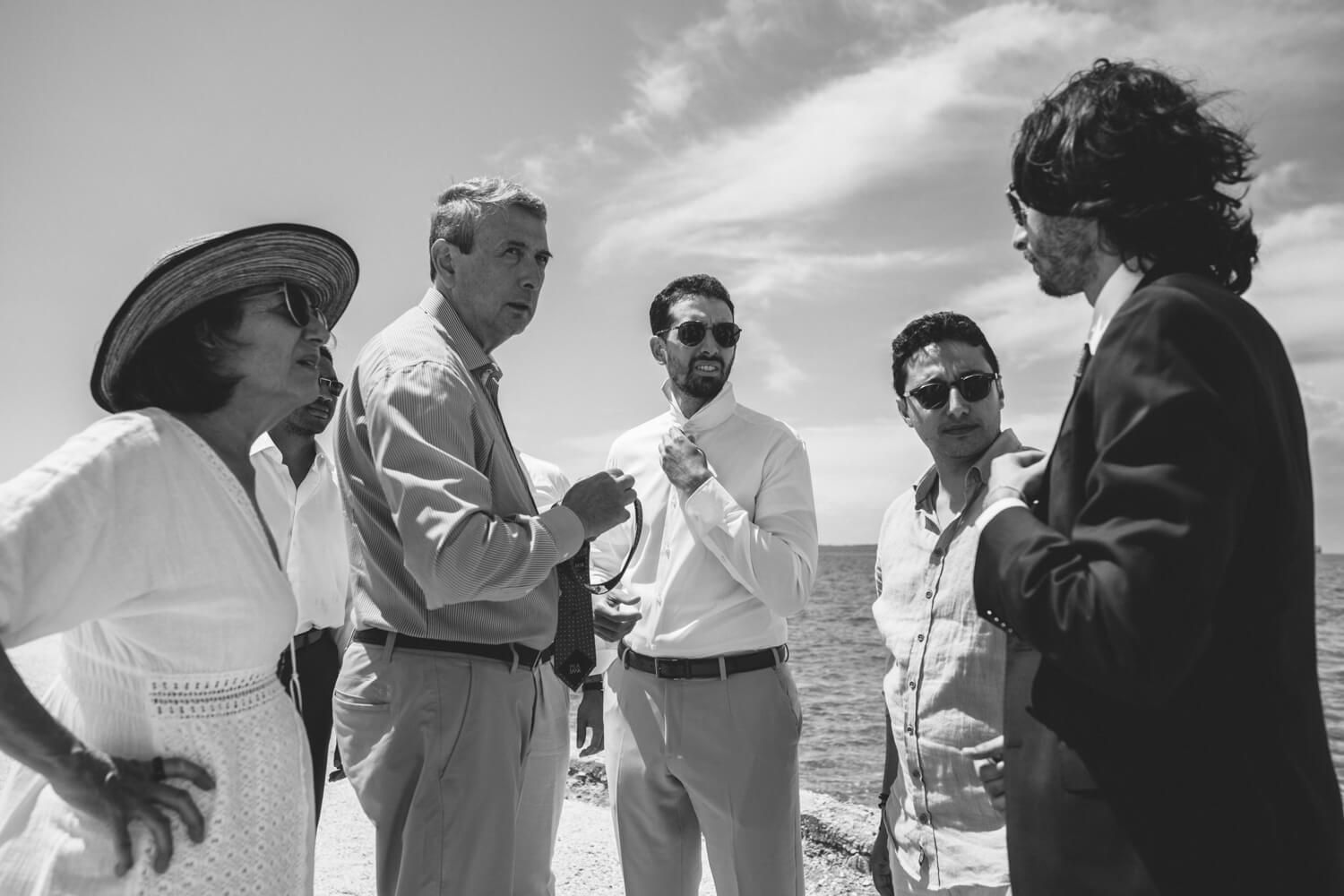 Groom Khalil getting ready for his symbolic Paros wedding at Seesoo