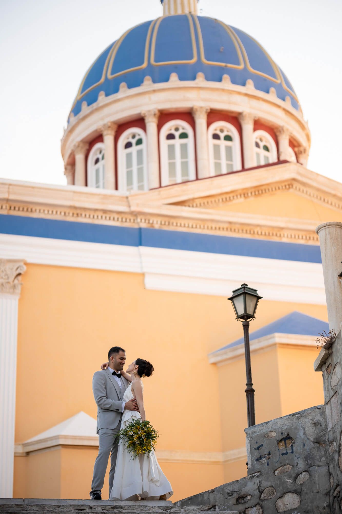 Romantic couple portraits in the aristocratic Vaporia district of Syros