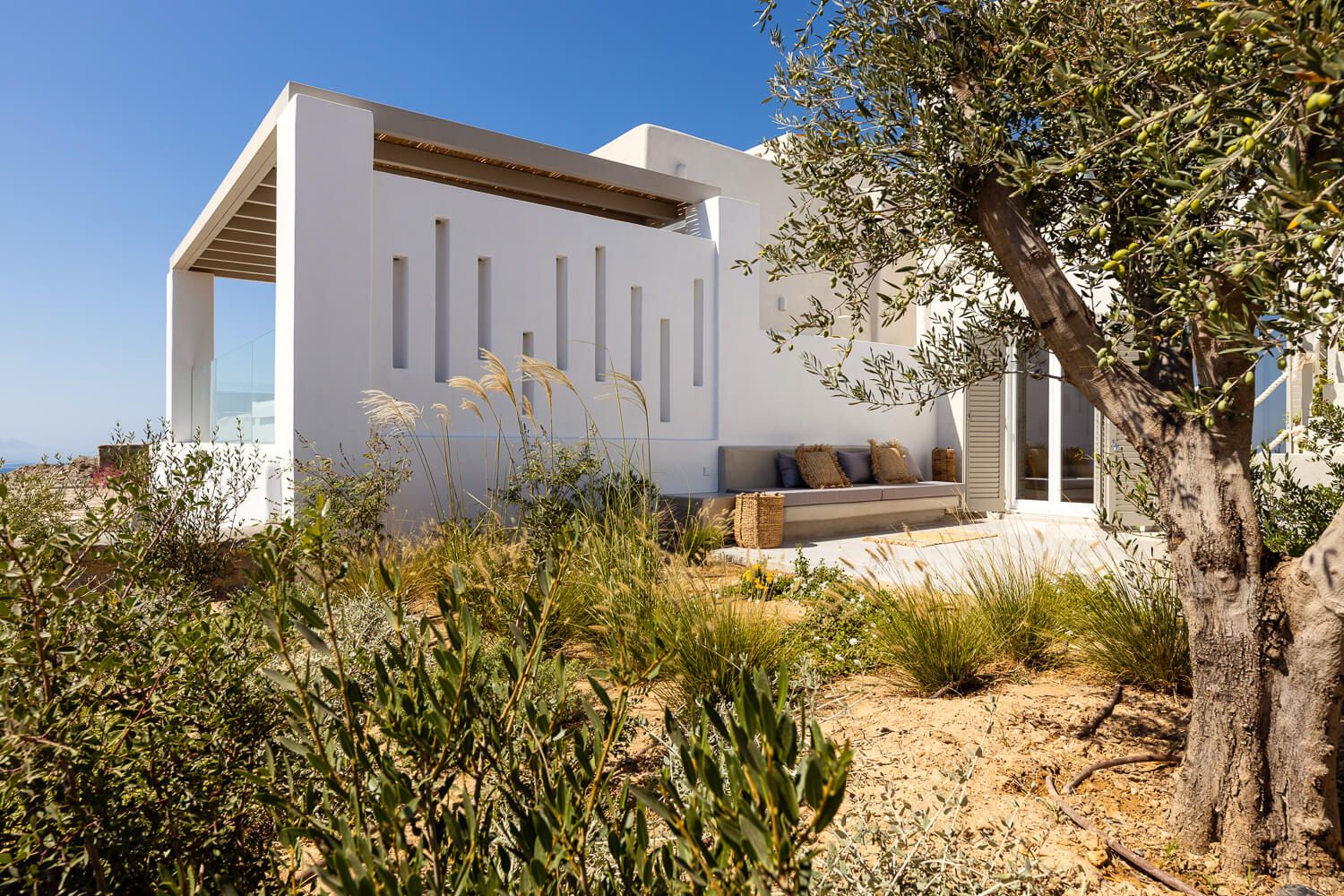 The refined geometric layout of a modern Paros home