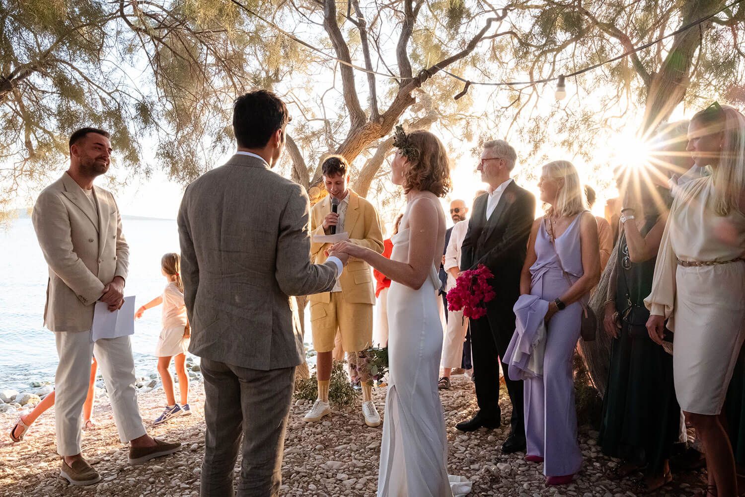 Beautiful beachfront wedding ceremony setup at Thalassa Mou Paros
