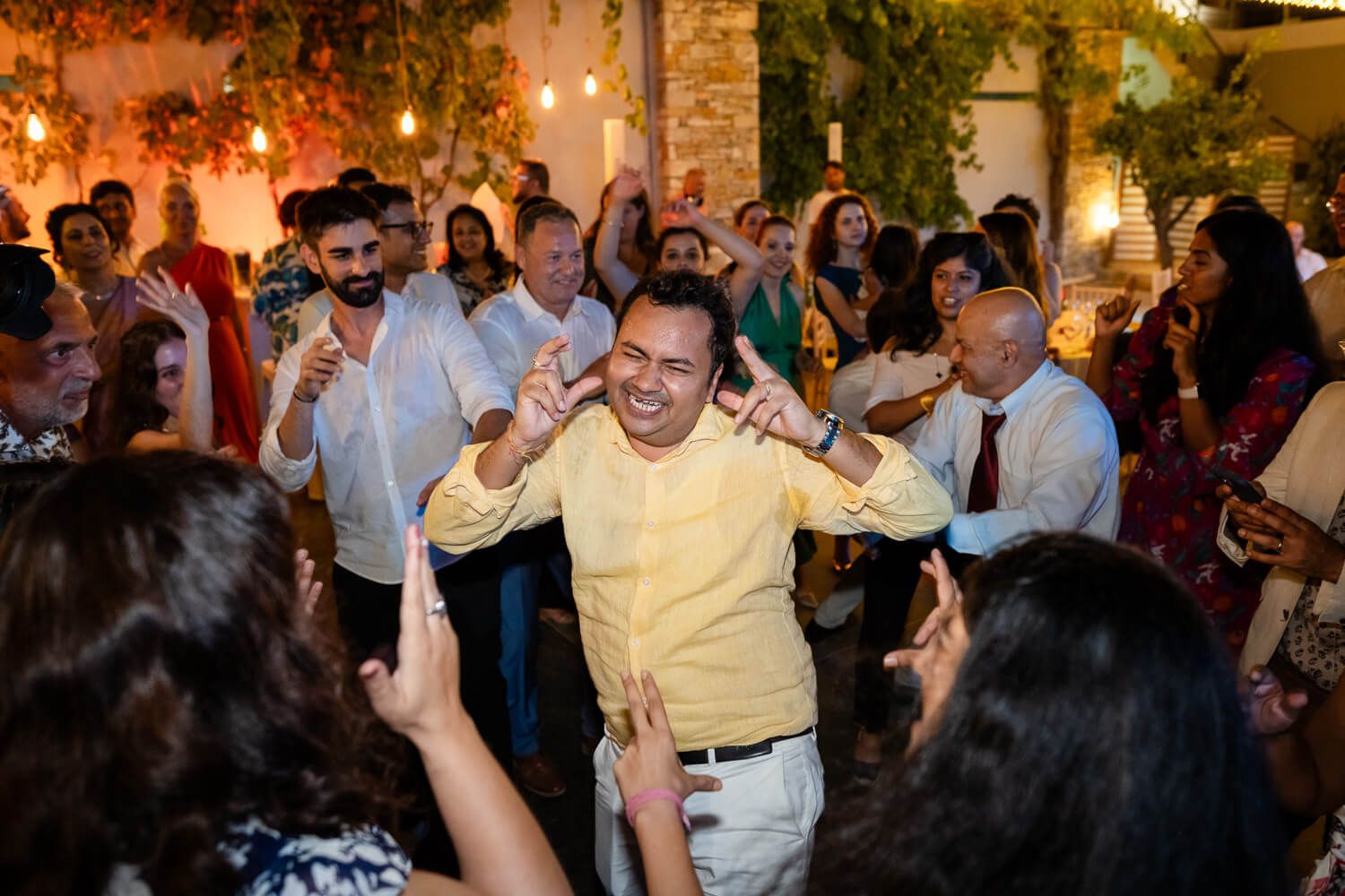 High energy wedding party starting at a Syros destination wedding