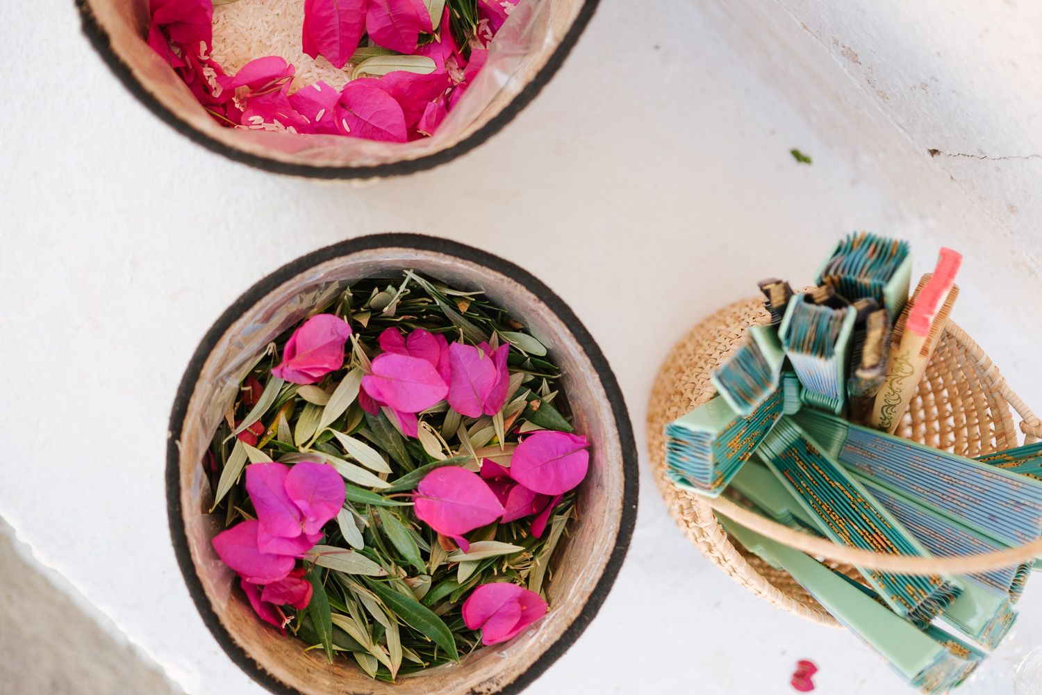 Minimal wedding decoration details at  Agios Fokas Paros