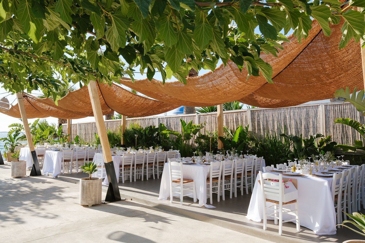 Luxury wedding reception setup at Seesoo Paros